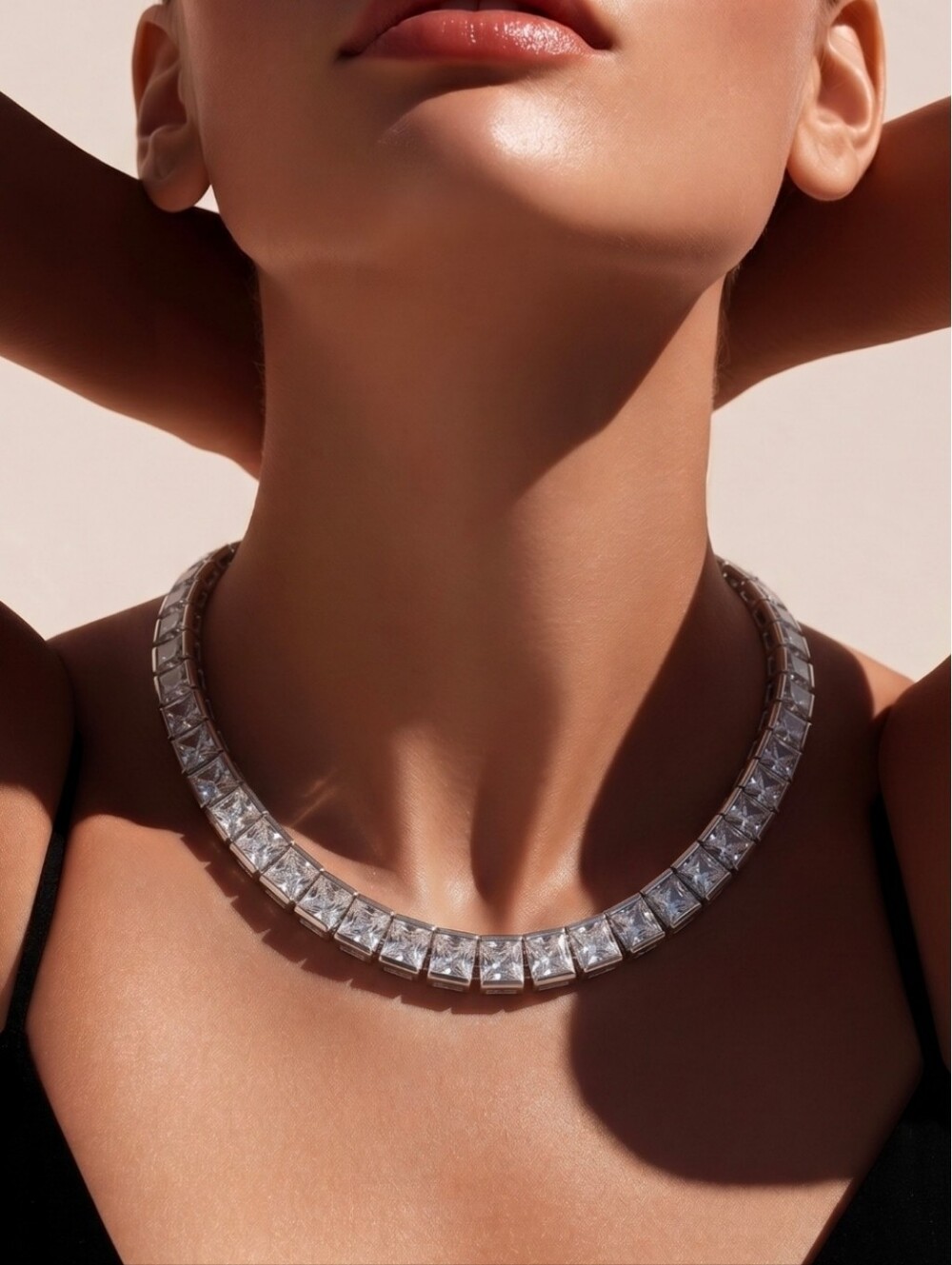 925 Solid Sterling Channel set CZ NECKLACE heavy 35g Gorgeous 😍 signed